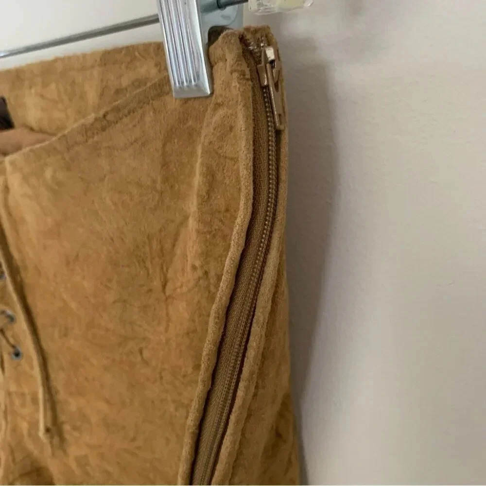 Danier  Suede Textured Leather Retro Pants Boho Hippie 6 - Picture 14 of 15